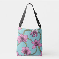 Orchideen und Ketten, rosa und blau