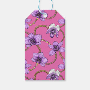 Orchideen und Ketten, violett und rosa Geschenkanhänger