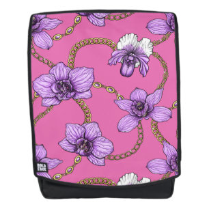 Orchideen und Ketten, violett und rosa Rucksack