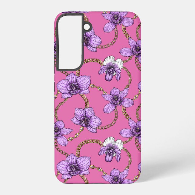 Orchideen und Ketten, violett und rosa Samsung Galaxy Hülle (Rückseite)