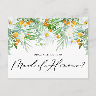 Orchideen und Kumquats Wirst du meine Trauzeugin s Postkarte