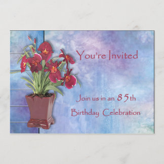 Orchideen und Wasserfarbe 85. Geburtstag Einladung