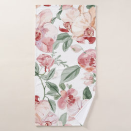 Orchideen-Wiesen-Aquarell-Blumen-Schamhaft-Botanis Badehandtuch