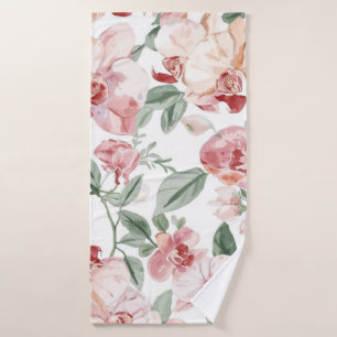 Orchideen-Wiesen-Aquarell-Blumen-Schamhaft-Botanis Badehandtuch