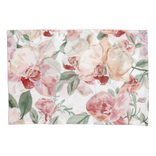 Orchideen-Wiesen-Aquarell-Blumen-Schamhaft-Botanis Kissenbezug