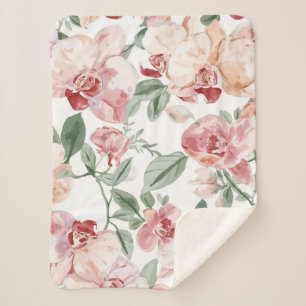 Orchideen-Wiesen-Aquarell-Blumen-Schamrot-Botanisc Sherpadecke