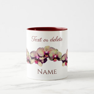 Orchideenblumen Ihr Name Monogramm Personalisiert Zweifarbige Tasse