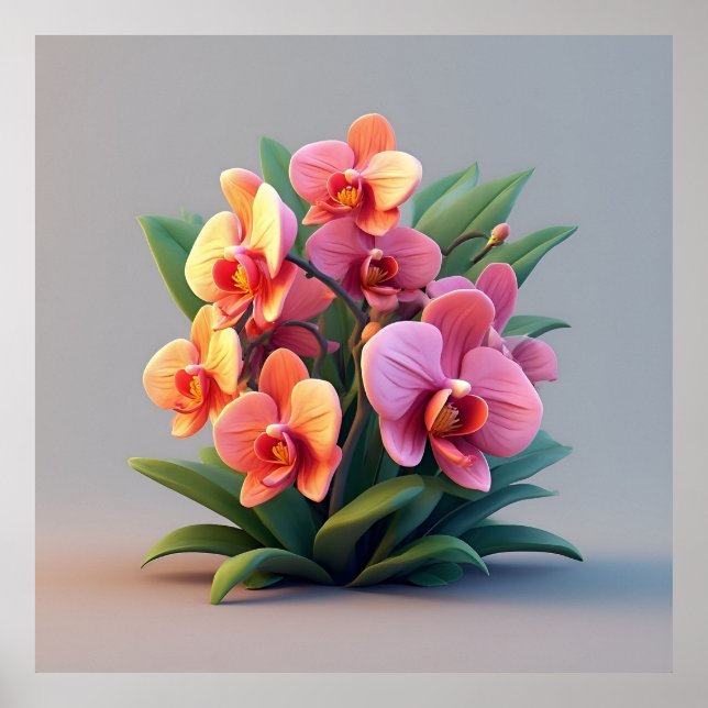 Orchideenblumenarrangement in Rosa Poster (Vorne)
