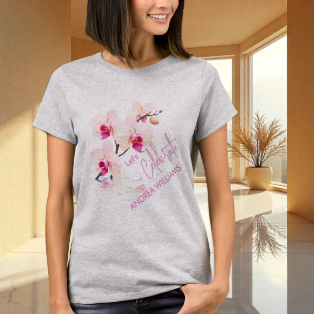 Orchideenblüten 60. Geburtstag Name T-Shirt (Von Creator hochgeladen)