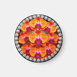 Orchideenblüten eingebettet in Kristallen Magnet