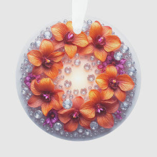 Orchideenblüten eingebettet in Kristallen Ornament