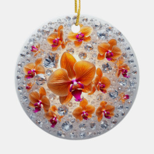 Orchideenblüten in Kristallen Keramik Ornament