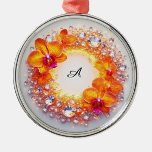 Orchideenblüten in Kristallen Ornament Aus Metall
