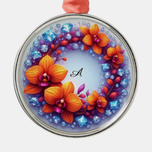 Orchideenblüten in Kristallen Ornament Aus Metall