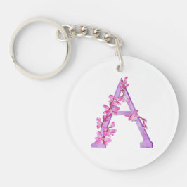 Orchideenfarbe Eine Monogramm Anushka-Name Schlüsselanhänger