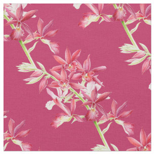 Orchideengewebe aus rotem Kunstmuster Stoff