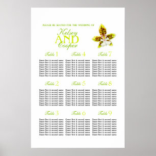 Orchideengrün Hochzeitstisch-Planer 1-9 Poster