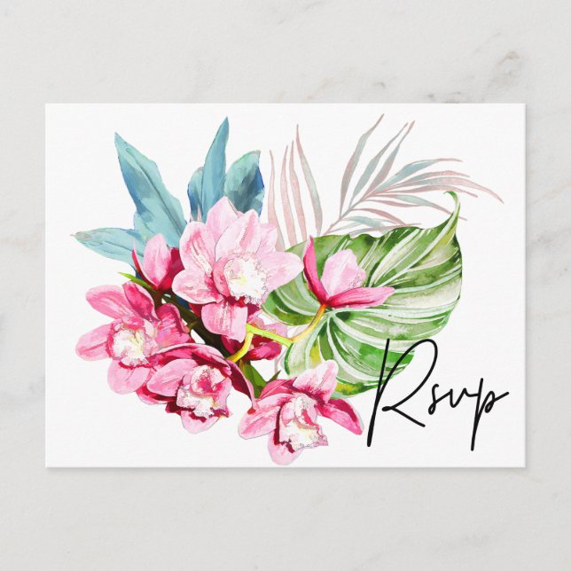 Orchideeninsel, rosa Palmeninsel, UAWG/Mahlzeit Einladungspostkarte (Vorderseite)