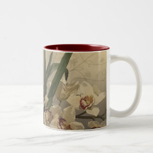 Orchideenmalerei Zweifarbige Tasse