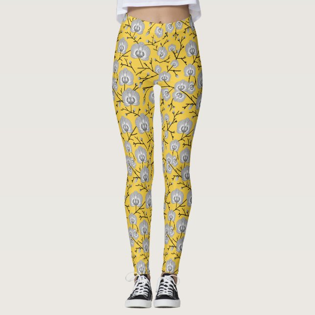 Orchideenmuster Leggings (Vorderseite)