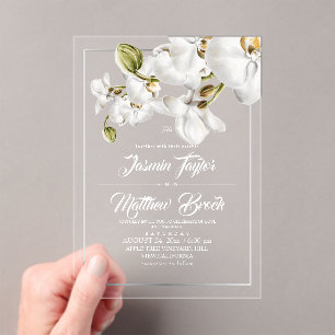 Orchideenrahmen elegante Hochzeit Acryleinladungen