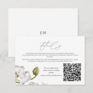 Orchideenrahmen Elegante Tropische Hochzeit QR-Cod Begleitkarte