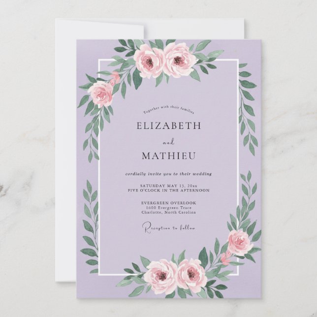 Orchideenrosa Blütenhochzeit Einladung (Vorderseite)