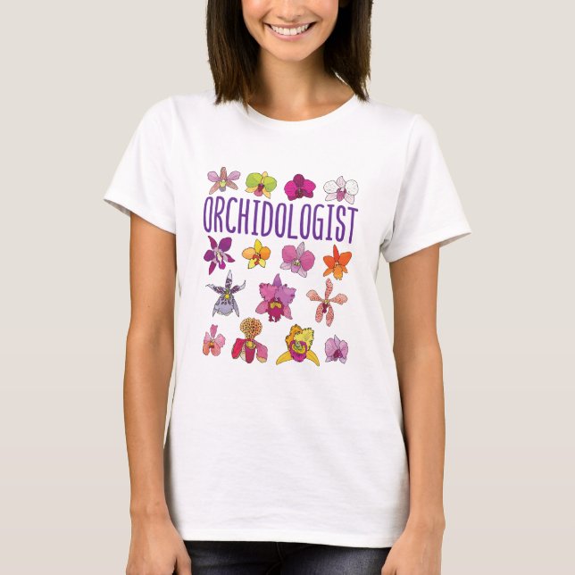 Orchidologe Orchid Lover Orchids Blumengarten T-Shirt (Vorderseite)