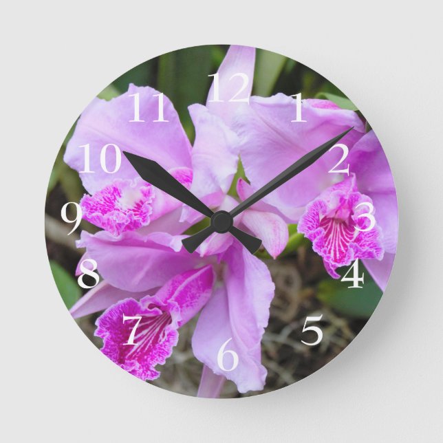 Orchids Blossom Runde Wanduhr (Vorderseite)