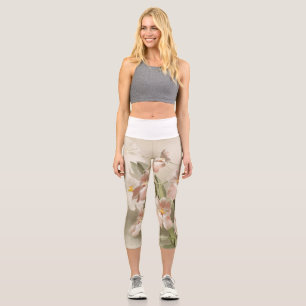 Orchids Blume Vintag Alte Illustration Capri Leggings