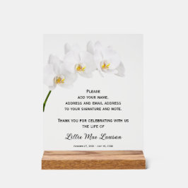 Orchids Celebration of Life Guest Book Acrylschild