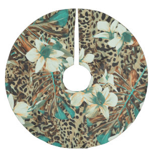 Orchids Floral Wasserfarbe Nahtlose Illustration Polyester Weihnachtsbaumdecke