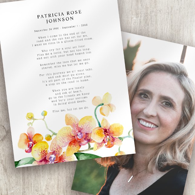 Orchids Foto Beileid Beerdigung Gedenkkarte Visitenkarte (Von Creator hochgeladen)