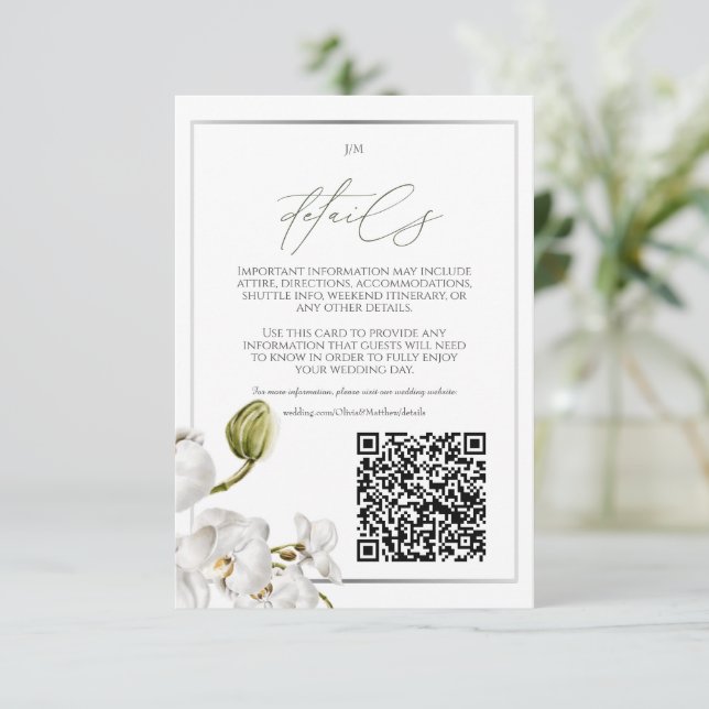 Orchids Frame Elegant Tropical Wedding Begleitkarte (Stehend Vorderseite)