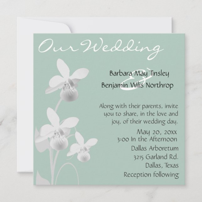 Orchids Hochzeitseinladung Einladung (Vorderseite)