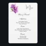 Orchids Menu Card Menükarte<br><div class="desc">This Menu Card template is shown on the basic paper in white with a lovely orchid print design. Script and standard text are in a black color. Customize the names and menu items by clicking the customize or edit button, use the offered templates to change to your information. Licensed Print...</div>