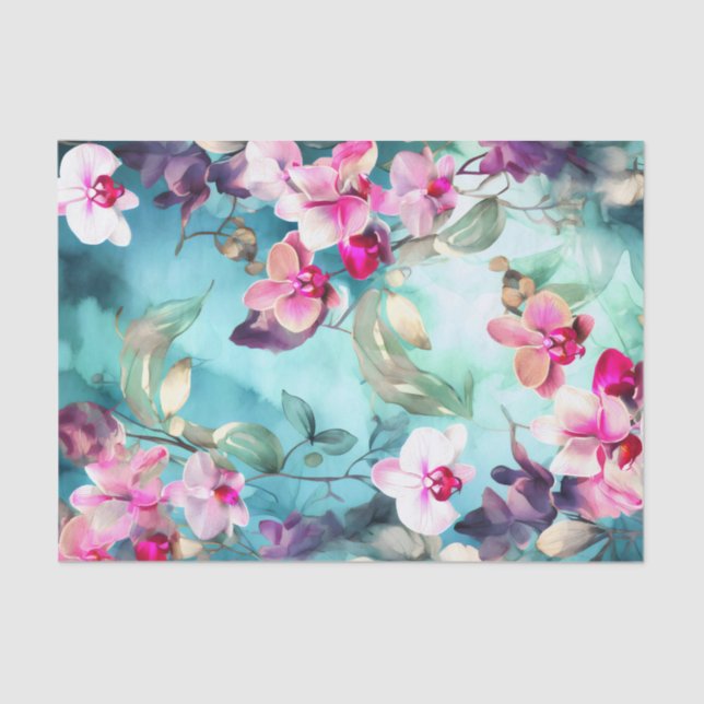 ORCHIDS schönes Blumendecoupage-Papier Seidenpapier (Vorderseite)