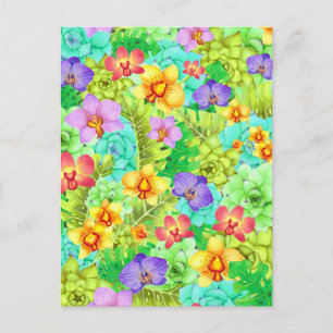 Orchids Succulas Monsteras Watercolor Postkarte