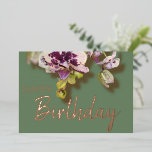 Orchids Tropical Floral Happy Birthday Real Gold Folien Feiertagskarte<br><div class="desc">Blühende Orchideen Blumenstrauß mit Geburtstagstext in anpassbarer Gold-,  Silber- oder Rose-Gold-Folie</div>