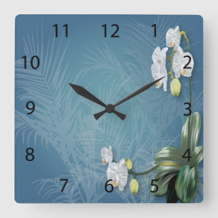 Orchids und Ferns Quadratische Wanduhr