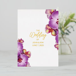 Orchids Wedding Gold Foil Einladung