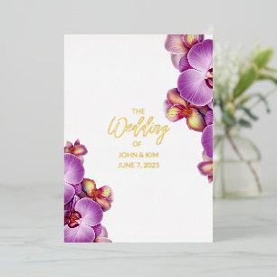Orchids Wedding Gold Foil Einladung