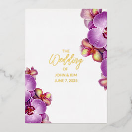 Orchids Wedding Gold Foil Einladung