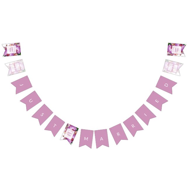 Orchids Wedding Just Married Banner (Alle)