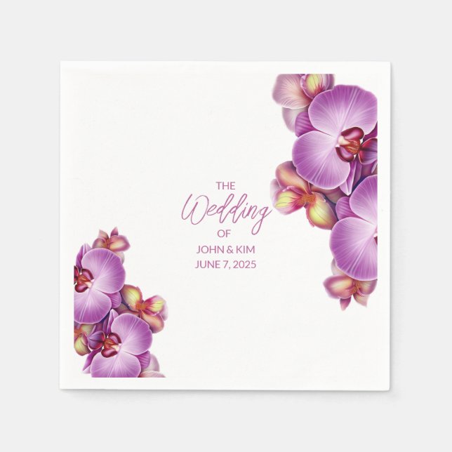 Orchids Wedding Paper Napkin Serviette (Vorderseite)