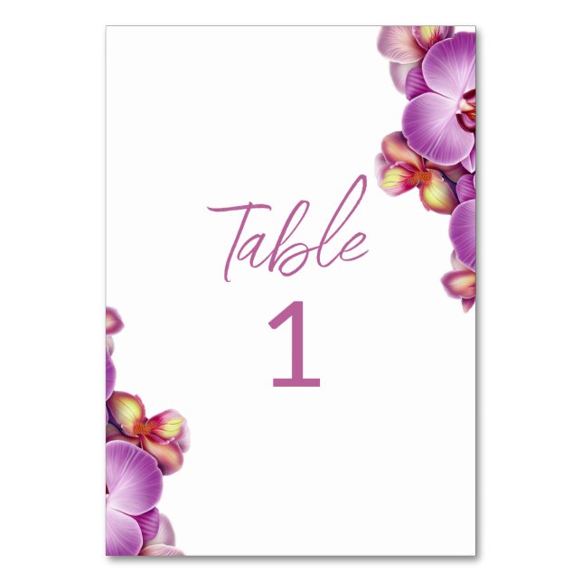 Orchids Wedding Table Card Tischnummer (Vorderseite)