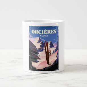 ORCIÈRES Frankreich Ski-Plakat Jumbo-Tasse