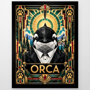 Orcinus Orca, Art Deco Tierwelt Postkarte