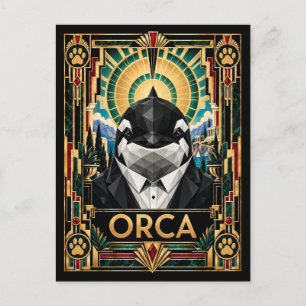 Orcinus Orca, Art Deco Tierwelt Postkarte