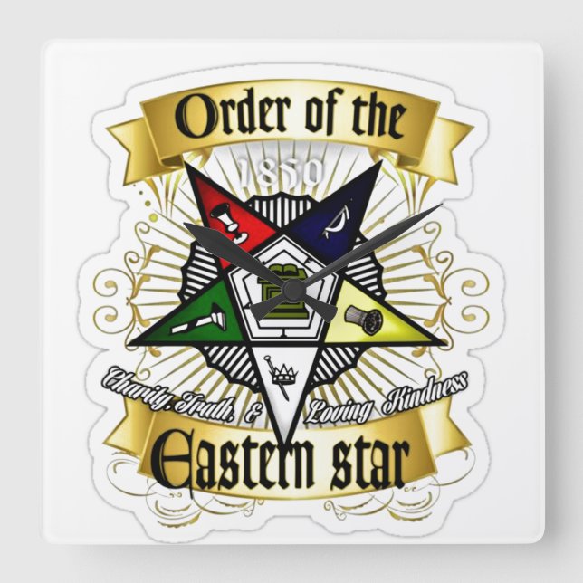 Orden der Ost-Sterne Quadratische Wanduhr (Vorderseite)